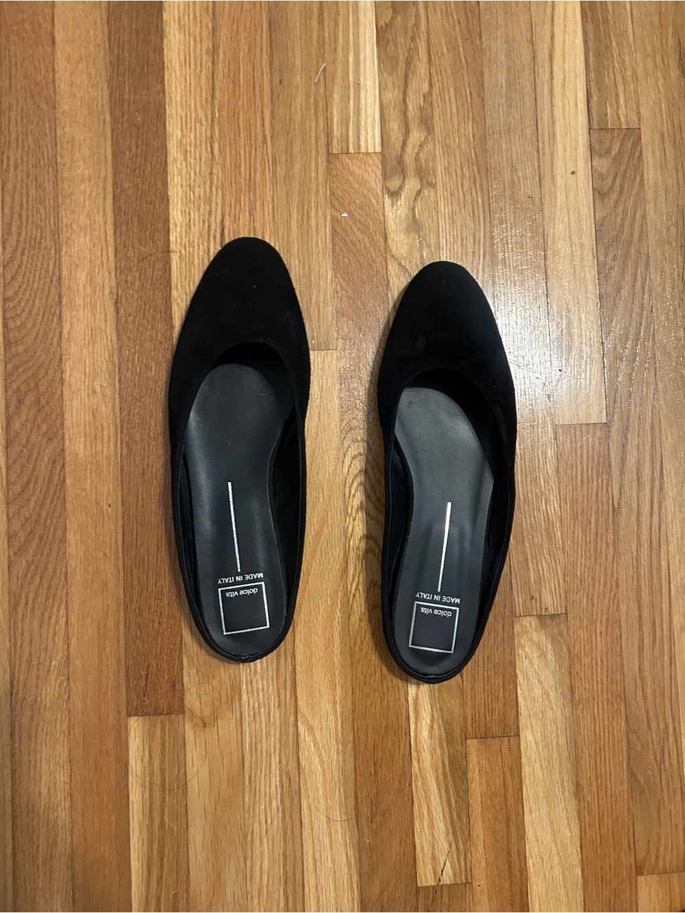 Black Suede Women's ballet flat mule. Dolce vita